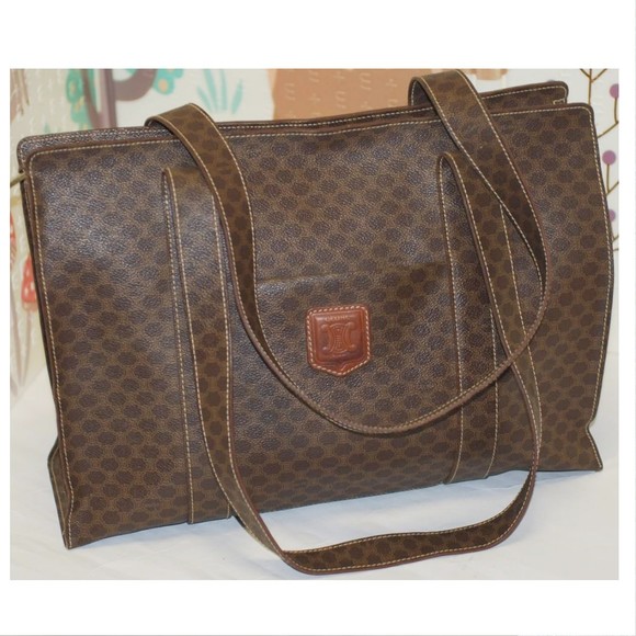 Celine Shoulder Tote Bag Macadam Pattern Black - Picture 1 of 3